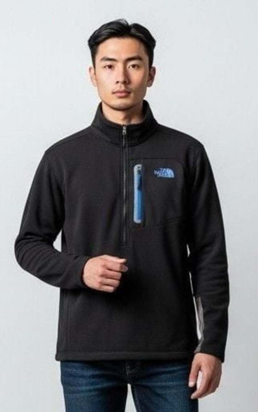 The North Face Canyonlands 1/2 Zip Fleece Pullover Black Blue Men's Large